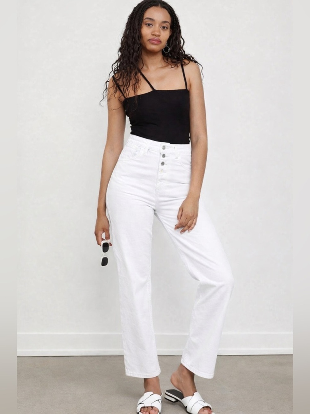 Decade Studio Bonnie Straight Leg High Waist Jeans Women’s Size 28 White
